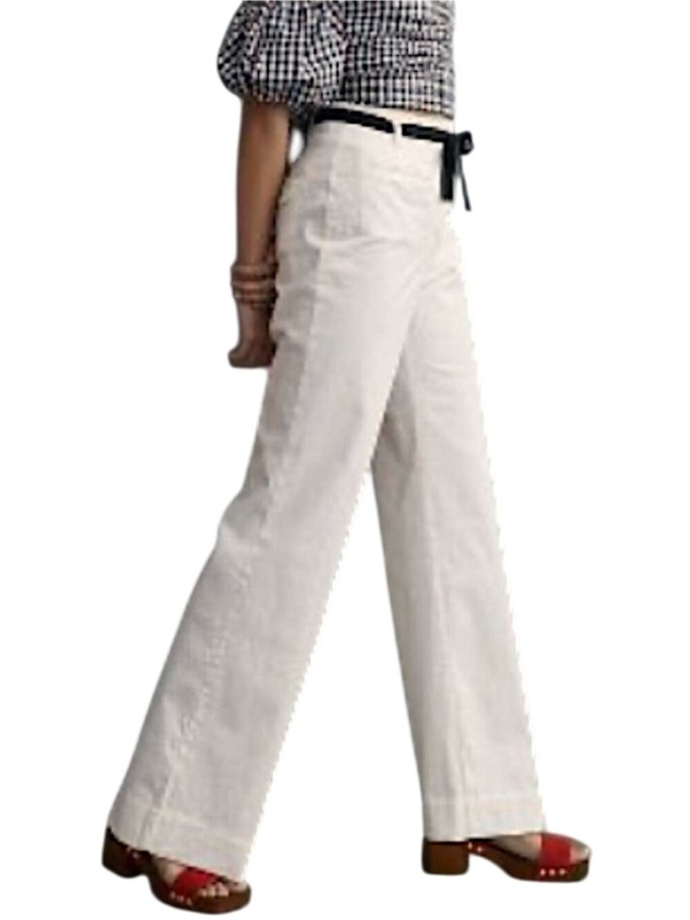NWOT Maeve 70s Flare Pants 10 Ivory High Rise Stretch Cotton